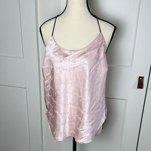 Victoria Secret Elegant Pink Satin Cami pajama tank top Large